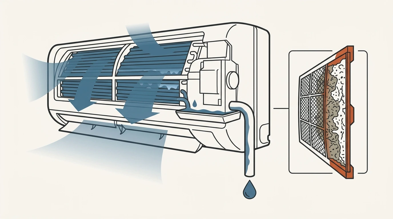 Scarico della condensa di un climatizzatore che perde acqua