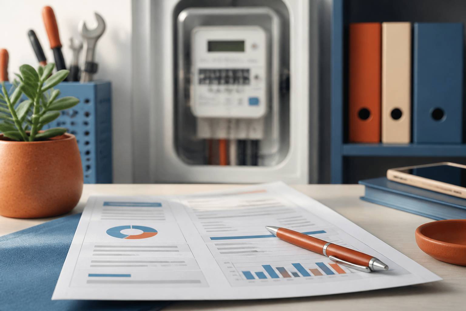 Facture d'énergie générique analysée avec un stylo