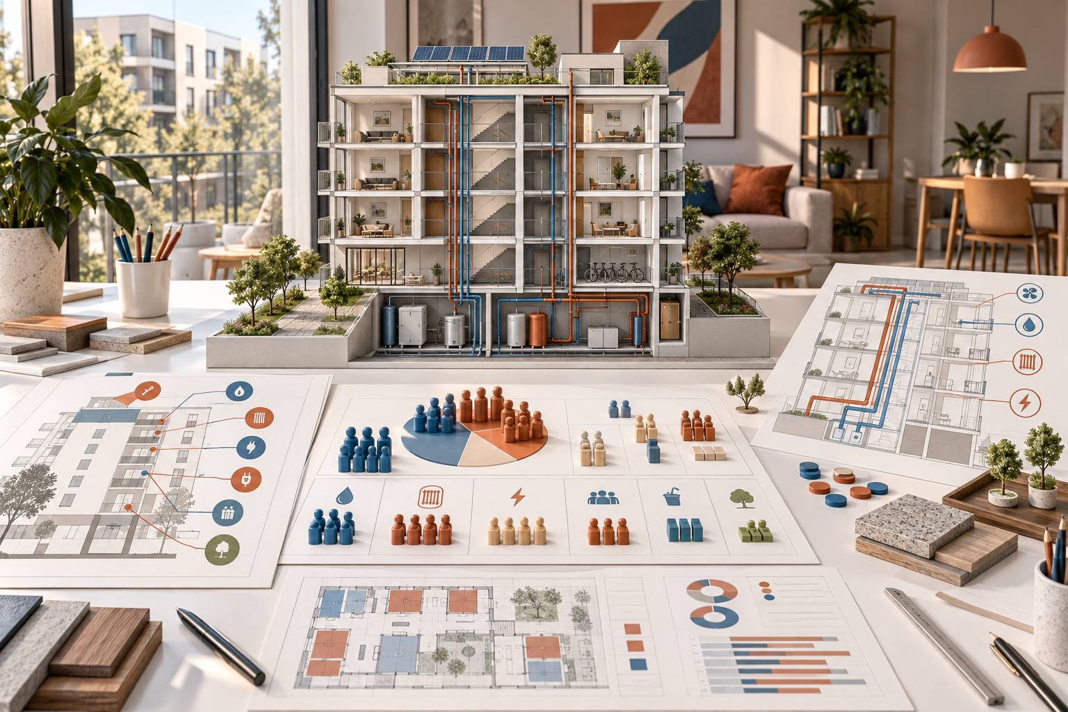 Illustration éditoriale du sujet : Spese Condominiali: Guida Completa al Calcolo, Responsabilità di Pagamento e Consigli per Evitare Errori